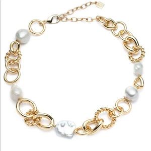 Dannijo Lisette Gold Chain Pearl Necklace Free People NWOT Ulla Johnson